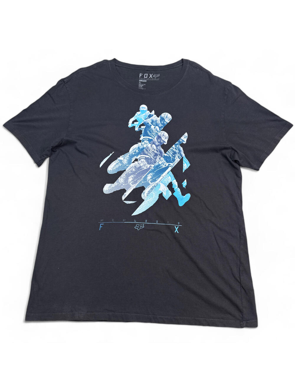 FOX Racing T Shirt Adult Size XL Slim Fit Big Print Motocross Logo Crew Neck Tee